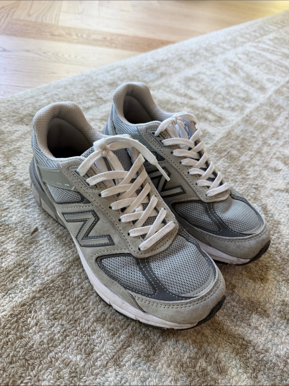 New Balance women’s 990 Gray Mesh & Suede Sneakers
